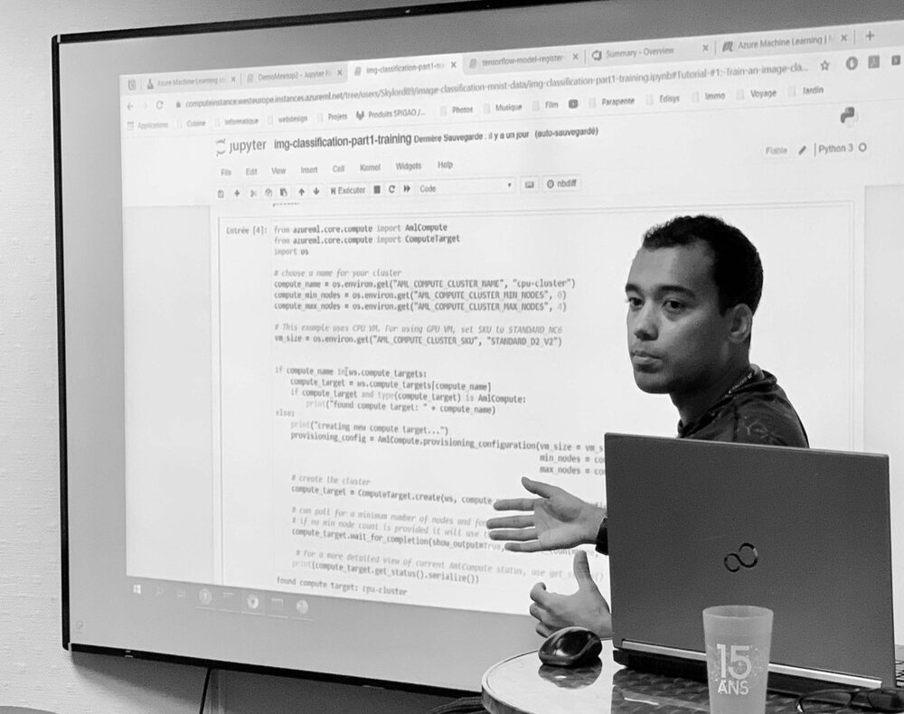 David Toussaint présentant un notebook de machine learning